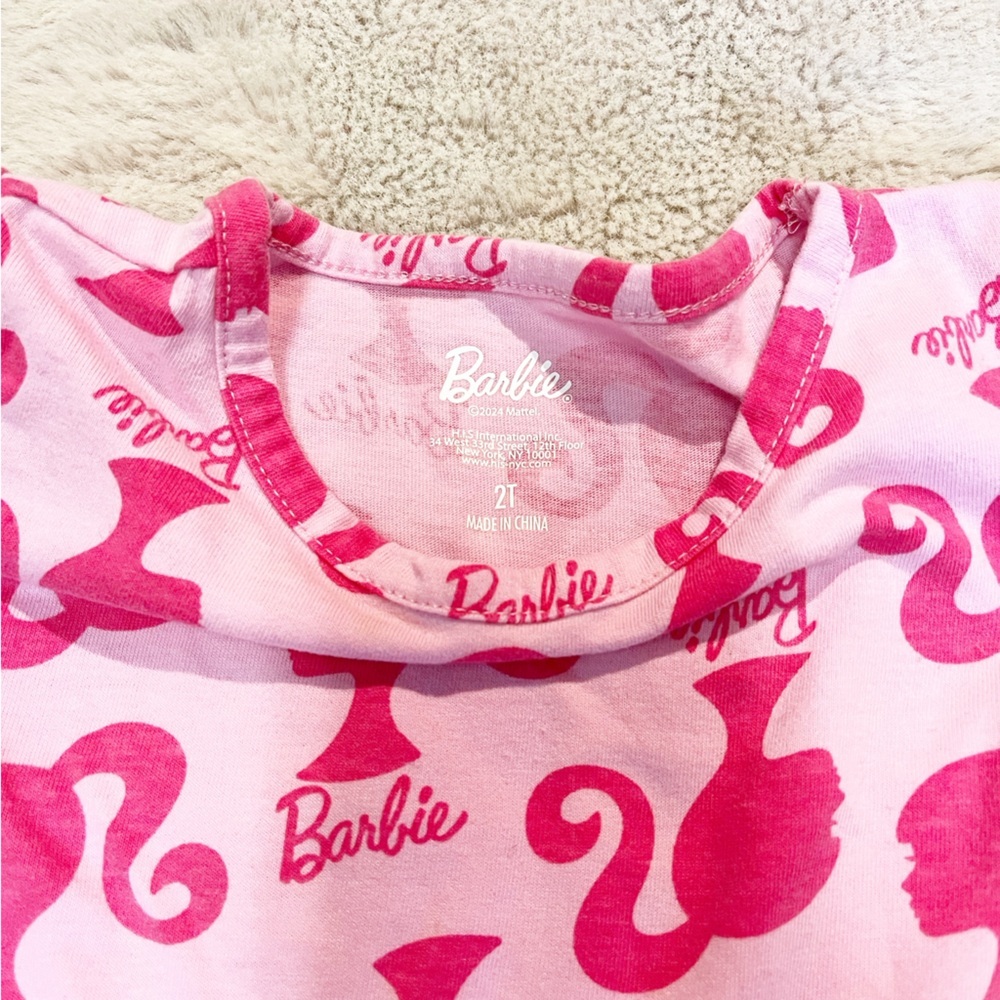 BARBIE Pink Printed Little Girl’s Skater Dress Size 2T - Picture 3 of 5
